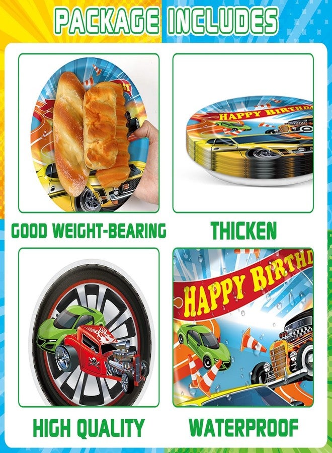 تفكس جيه مجموعة أدوات مائدة للاستخدام مرة واحدة لحفلات أعياد ميلاد الأولاد، تتضمن 98 قطعة من لوازم حفلات سيارات السباق، وأطباق ورقية، ومناديل، ومفرش طاولة بلاستيكي مستطيل، ولافتة، وشعار سيارات السباق. تكفي لـ 24 شخصًا. - Image 3